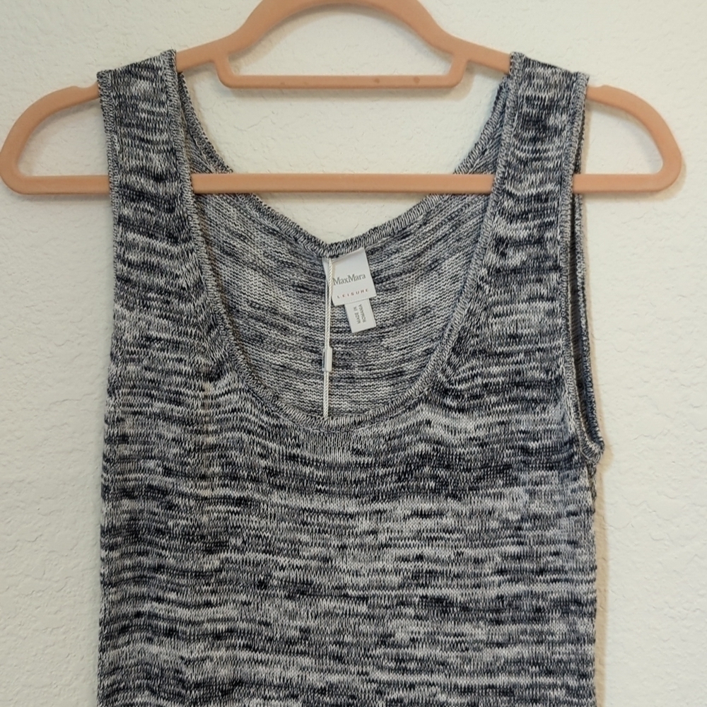 Max Mara Leisure Biglia Marbled Scoop Neck Knit Tank Dress Gray Sz Medium - Picture 4 of 10